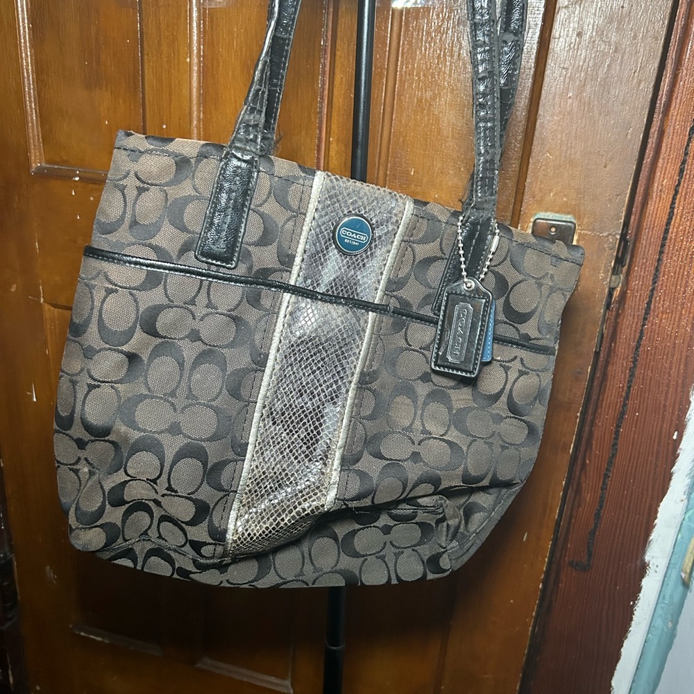 Coach Black and Brown Signature Tote